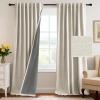 imageHVERSAILTEX 100 Blackout Curtains Back Tab Full Light Blocking Curtain Draperies with Gray Coating Thermal Insulated Window Treatment Set of 2 Panels 52quot W x 84quot L SageBleached Sand
