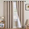 imageHVERSAILTEX Polyester Blackout Curtains 96 Inches Long 100 Absolutely Blackout Elegant Curtains for Bedroom Thermal Insulated Linen Drapes Grommet Curtains with White Liner 2 Panels NaturalHeathered Sand