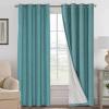 imageHVERSAILTEX Polyester Blackout Curtains 96 Inches Long 100 Absolutely Blackout Elegant Curtains for Bedroom Thermal Insulated Linen Drapes Grommet Curtains with White Liner 2 Panels NaturalTeal
