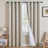 imageHVERSAILTEX Polyester Blackout Curtains 96 Inches Long 100 Absolutely Blackout Elegant Curtains for Bedroom Thermal Insulated Linen Drapes Grommet Curtains with White Liner 2 Panels NaturalHeathered Linen