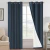 imageHVERSAILTEX Polyester Blackout Curtains 96 Inches Long 100 Absolutely Blackout Elegant Curtains for Bedroom Thermal Insulated Linen Drapes Grommet Curtains with White Liner 2 Panels NaturalNavy