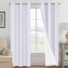 imageHVERSAILTEX Polyester Blackout Curtains 96 Inches Long 100 Absolutely Blackout Elegant Curtains for Bedroom Thermal Insulated Linen Drapes Grommet Curtains with White Liner 2 Panels NaturalBright White