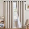 imageHVERSAILTEX Polyester Blackout Curtains 96 Inches Long 100 Absolutely Blackout Elegant Curtains for Bedroom Thermal Insulated Linen Drapes Grommet Curtains with White Liner 2 Panels NaturalHeathered Natural