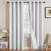imageHVERSAILTEX Polyester Blackout Curtains 96 Inches Long 100 Absolutely Blackout Elegant Curtains for Bedroom Thermal Insulated Linen Drapes Grommet Curtains with White Liner 2 Panels NaturalHeathered White