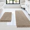 imageHVERSAILTEX Waffle Bath Mat Super Absorbent Boho Bath Mat Non Slip Bath Rugs for Bathroom Floor Machine Washable Dry Fast Bathroom Rugs with Tassels 47 x 17 Plus 17 x 24 Inches GrayIrish Cream