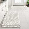 imageHVERSAILTEX Waffle Bath Mat Super Absorbent Boho Bath Mat Non Slip Bath Rugs for Bathroom Floor Machine Washable Dry Fast Bathroom Rugs with Tassels 47 x 17 Plus 17 x 24 Inches GrayIvory White