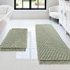 imageHVERSAILTEX Waffle Bath Mat Super Absorbent Boho Bath Mat Non Slip Bath Rugs for Bathroom Floor Machine Washable Dry Fast Bathroom Rugs with Tassels 47 x 17 Plus 17 x 24 Inches GraySage