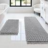 imageHVERSAILTEX Waffle Bath Mat Super Absorbent Boho Bath Mat Non Slip Bath Rugs for Bathroom Floor Machine Washable Dry Fast Bathroom Rugs with Tassels 47 x 17 Plus 17 x 24 Inches GrayDove