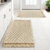 imageHVERSAILTEX Waffle Bath Mat Super Absorbent Boho Bath Mat Non Slip Bath Rugs for Bathroom Floor Machine Washable Dry Fast Bathroom Rugs with Tassels 47 x 17 Plus 17 x 24 Inches GraySand