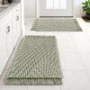 imageHVERSAILTEX Waffle Bath Mat Super Absorbent Boho Bath Mat Non Slip Bath Rugs for Bathroom Floor Machine Washable Dry Fast Bathroom Rugs with Tassels 47 x 17 Plus 17 x 24 Inches GraySage