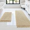 imageHVERSAILTEX Waffle Bath Mat Super Absorbent Boho Bath Mat Non Slip Bath Rugs for Bathroom Floor Machine Washable Dry Fast Bathroom Rugs with Tassels 47 x 17 Plus 17 x 24 Inches GraySand