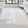 imageHVERSAILTEX Waffle Bath Mat Super Absorbent Boho Bath Mat Non Slip Bath Rugs for Bathroom Floor Machine Washable Dry Fast Bathroom Rugs with Tassels 47 x 17 Plus 17 x 24 Inches GrayIvory White