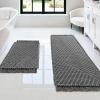 imageHVERSAILTEX Waffle Bath Mat Super Absorbent Boho Bath Mat Non Slip Bath Rugs for Bathroom Floor Machine Washable Dry Fast Bathroom Rugs with Tassels 47 x 17 Plus 17 x 24 Inches GrayGrey