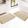 imageHVERSAILTEX Waffle Bath Mat Super Absorbent Boho Bath Mat Non Slip Bath Rugs for Bathroom Floor Machine Washable Dry Fast Bathroom Rugs with Tassels 47 x 17 Plus 17 x 24 Inches GraySand