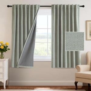 imageHVERSAILTEX 100 Blackout Curtains Back Tab Full Light Blocking Curtain Draperies with Gray Coating Thermal Insulated Window Treatment Set of 2 Panels 52quot W x 84quot L SageSage