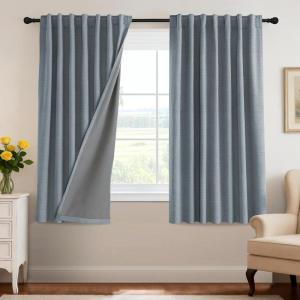 imageHVERSAILTEX 100 Blackout Curtains Back Tab Full Light Blocking Curtain Draperies with Gray Coating Thermal Insulated Window Treatment Set of 2 Panels 52quot W x 84quot L SageStone Blue