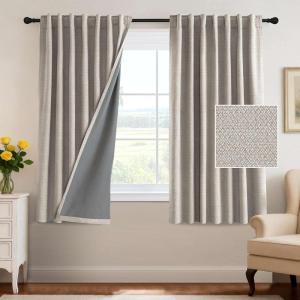 imageHVERSAILTEX 100 Blackout Curtains Back Tab Full Light Blocking Curtain Draperies with Gray Coating Thermal Insulated Window Treatment Set of 2 Panels 52quot W x 84quot L SageStone