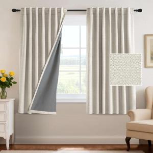 imageHVERSAILTEX 100 Blackout Curtains Back Tab Full Light Blocking Curtain Draperies with Gray Coating Thermal Insulated Window Treatment Set of 2 Panels 52quot W x 84quot L SageBleached Sand