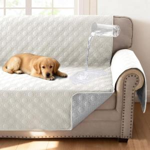 imageHVERSAILTEX 100 Waterproof Couch Cover for Dogs Washable Triple NonSlip 2 Cushion Loveseat Slipcover Thick Durable Sofa Protector with Storage Pocket Loveseat TaupeBeige