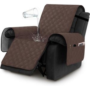 imageHVERSAILTEX 100 Waterproof Recliner Chair Covers Recliner Covers NonSlip Stay in Place Thick Cover for Recliner Chair with Pocket Dog Couch Cover Protector WashableLily Pad 30quotBrown