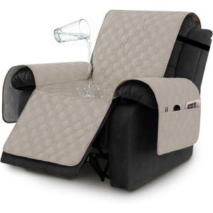 imageHVERSAILTEX 100 Waterproof Recliner Chair Covers Recliner Covers NonSlip Stay in Place Thick Cover for Recliner Chair with Pocket Dog Couch Cover Protector WashableLily Pad 30quotFrench Oak