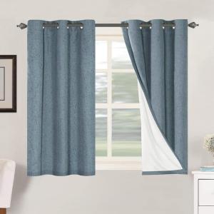 imageHVERSAILTEX Polyester Blackout Curtains 96 Inches Long 100 Absolutely Blackout Elegant Curtains for Bedroom Thermal Insulated Linen Drapes Grommet Curtains with White Liner 2 Panels NaturalStone Blue