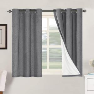 imageHVERSAILTEX Polyester Blackout Curtains 96 Inches Long 100 Absolutely Blackout Elegant Curtains for Bedroom Thermal Insulated Linen Drapes Grommet Curtains with White Liner 2 Panels NaturalGrey