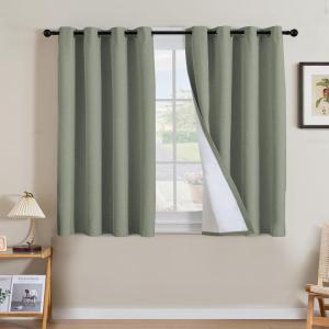 imageHVERSAILTEX Polyester Blackout Curtains 96 Inches Long 100 Absolutely Blackout Elegant Curtains for Bedroom Thermal Insulated Linen Drapes Grommet Curtains with White Liner 2 Panels NaturalHeathered Dried Sage