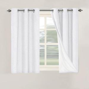 imageHVERSAILTEX Polyester Blackout Curtains 96 Inches Long 100 Absolutely Blackout Elegant Curtains for Bedroom Thermal Insulated Linen Drapes Grommet Curtains with White Liner 2 Panels NaturalPure White