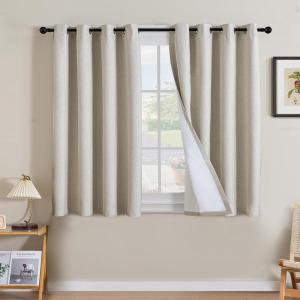 imageHVERSAILTEX Polyester Blackout Curtains 96 Inches Long 100 Absolutely Blackout Elegant Curtains for Bedroom Thermal Insulated Linen Drapes Grommet Curtains with White Liner 2 Panels NaturalHeathered Linen