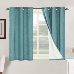 imageHVERSAILTEX Polyester Blackout Curtains 96 Inches Long 100 Absolutely Blackout Elegant Curtains for Bedroom Thermal Insulated Linen Drapes Grommet Curtains with White Liner 2 Panels NaturalTeal