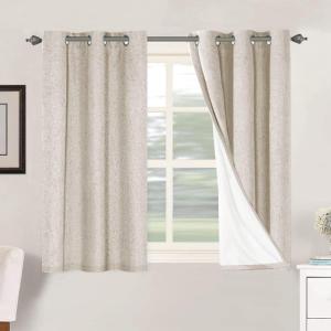 imageHVERSAILTEX Polyester Blackout Curtains 96 Inches Long 100 Absolutely Blackout Elegant Curtains for Bedroom Thermal Insulated Linen Drapes Grommet Curtains with White Liner 2 Panels NaturalNatural