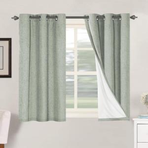 imageHVERSAILTEX Polyester Blackout Curtains 96 Inches Long 100 Absolutely Blackout Elegant Curtains for Bedroom Thermal Insulated Linen Drapes Grommet Curtains with White Liner 2 Panels NaturalSage