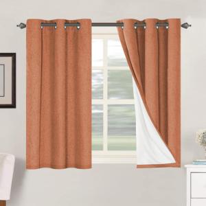 imageHVERSAILTEX Polyester Blackout Curtains 96 Inches Long 100 Absolutely Blackout Elegant Curtains for Bedroom Thermal Insulated Linen Drapes Grommet Curtains with White Liner 2 Panels NaturalOrange