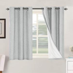 imageHVERSAILTEX Polyester Blackout Curtains 96 Inches Long 100 Absolutely Blackout Elegant Curtains for Bedroom Thermal Insulated Linen Drapes Grommet Curtains with White Liner 2 Panels NaturalGlacier Gray