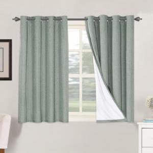 imageHVERSAILTEX Polyester Blackout Curtains 96 Inches Long 100 Absolutely Blackout Elegant Curtains for Bedroom Thermal Insulated Linen Drapes Grommet Curtains with White Liner 2 Panels NaturalGreen Bay
