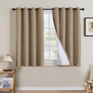 imageHVERSAILTEX Polyester Blackout Curtains 96 Inches Long 100 Absolutely Blackout Elegant Curtains for Bedroom Thermal Insulated Linen Drapes Grommet Curtains with White Liner 2 Panels NaturalHeathered Macchiato
