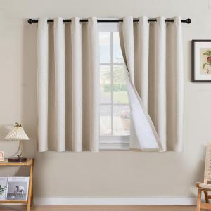 imageHVERSAILTEX Polyester Blackout Curtains 96 Inches Long 100 Absolutely Blackout Elegant Curtains for Bedroom Thermal Insulated Linen Drapes Grommet Curtains with White Liner 2 Panels NaturalHeathered Natural