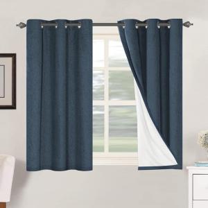 imageHVERSAILTEX Polyester Blackout Curtains 96 Inches Long 100 Absolutely Blackout Elegant Curtains for Bedroom Thermal Insulated Linen Drapes Grommet Curtains with White Liner 2 Panels NaturalNavy