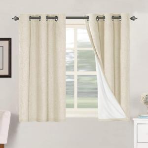 imageHVERSAILTEX Polyester Blackout Curtains 96 Inches Long 100 Absolutely Blackout Elegant Curtains for Bedroom Thermal Insulated Linen Drapes Grommet Curtains with White Liner 2 Panels NaturalBleached Sand