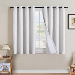 imageHVERSAILTEX Polyester Blackout Curtains 96 Inches Long 100 Absolutely Blackout Elegant Curtains for Bedroom Thermal Insulated Linen Drapes Grommet Curtains with White Liner 2 Panels NaturalHeathered White