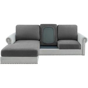 imageHVERSAILTEX Super Stretch Individual Jacquard Couch Cushion Covers Furniture Protector Spandex AntiSlip Soft Thickened Slipcovers Easy Install 1 PC Large Back Couch Cover IvoryGrey