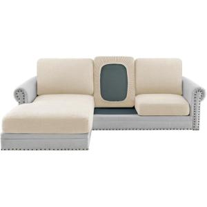 imageHVERSAILTEX Super Stretch Individual Jacquard Couch Cushion Covers Furniture Protector Spandex AntiSlip Soft Thickened Slipcovers Easy Install 1 PC Large Back Couch Cover IvoryIvory