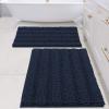 imageHVERSAILTEX Navy Blue Bathroom Rugs 2 Piece Bath Mat Set SlipResistant Extra Absorbent Soft and Fluffy Striped Chenille Bath Rugs Floor Mats Dry Fast Machine Washable 20quot x 32quot17quot x 24quotNavy