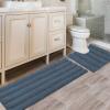 imageHVERSAILTEX Navy Blue Bathroom Rugs 2 Piece Bath Mat Set SlipResistant Extra Absorbent Soft and Fluffy Striped Chenille Bath Rugs Floor Mats Dry Fast Machine Washable 20quot x 32quot17quot x 24quotBlue Indigo