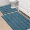 imageHVERSAILTEX Navy Blue Bathroom Rugs 2 Piece Bath Mat Set SlipResistant Extra Absorbent Soft and Fluffy Striped Chenille Bath Rugs Floor Mats Dry Fast Machine Washable 20quot x 32quot17quot x 24quotTurquoise Blue