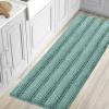 imageHVERSAILTEX Navy Blue Bathroom Rugs 2 Piece Bath Mat Set SlipResistant Extra Absorbent Soft and Fluffy Striped Chenille Bath Rugs Floor Mats Dry Fast Machine Washable 20quot x 32quot17quot x 24quotEggshell Blue