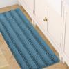 imageHVERSAILTEX Navy Blue Bathroom Rugs 2 Piece Bath Mat Set SlipResistant Extra Absorbent Soft and Fluffy Striped Chenille Bath Rugs Floor Mats Dry Fast Machine Washable 20quot x 32quot17quot x 24quotTurquoise Blue