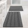 imageHVERSAILTEX Navy Blue Bathroom Rugs 2 Piece Bath Mat Set SlipResistant Extra Absorbent Soft and Fluffy Striped Chenille Bath Rugs Floor Mats Dry Fast Machine Washable 20quot x 32quot17quot x 24quotGrey