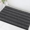 imageHVERSAILTEX Navy Blue Bathroom Rugs 2 Piece Bath Mat Set SlipResistant Extra Absorbent Soft and Fluffy Striped Chenille Bath Rugs Floor Mats Dry Fast Machine Washable 20quot x 32quot17quot x 24quotGrey